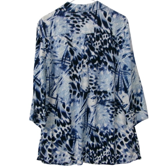 Christoper and Banks Blue Abstract Print Button Front Tunic Top Large - Picture 3 of 3